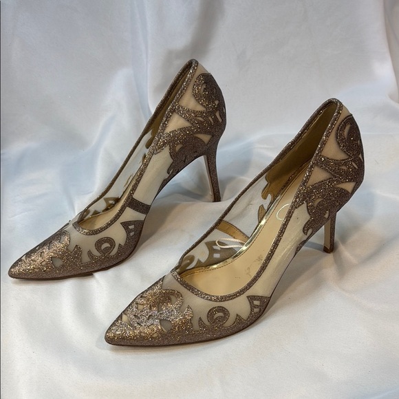 Jessica Simpson Women Liereena2 Bronze Glitter, Mesh, Pointed Stiletto, size 10M - Picture 7 of 13